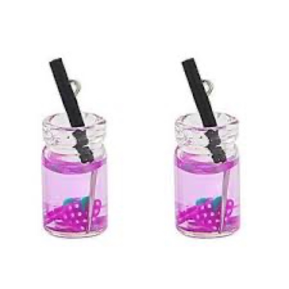 New Handmade Summer Fruity Grape Slice Glass S925 Sterling Silver Earrings - Picture 2 of 15